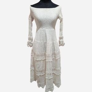 Y2K Off the Shoulder Lace Crochet Maxi Dress (Fits XS-L)‼️Open to Offers